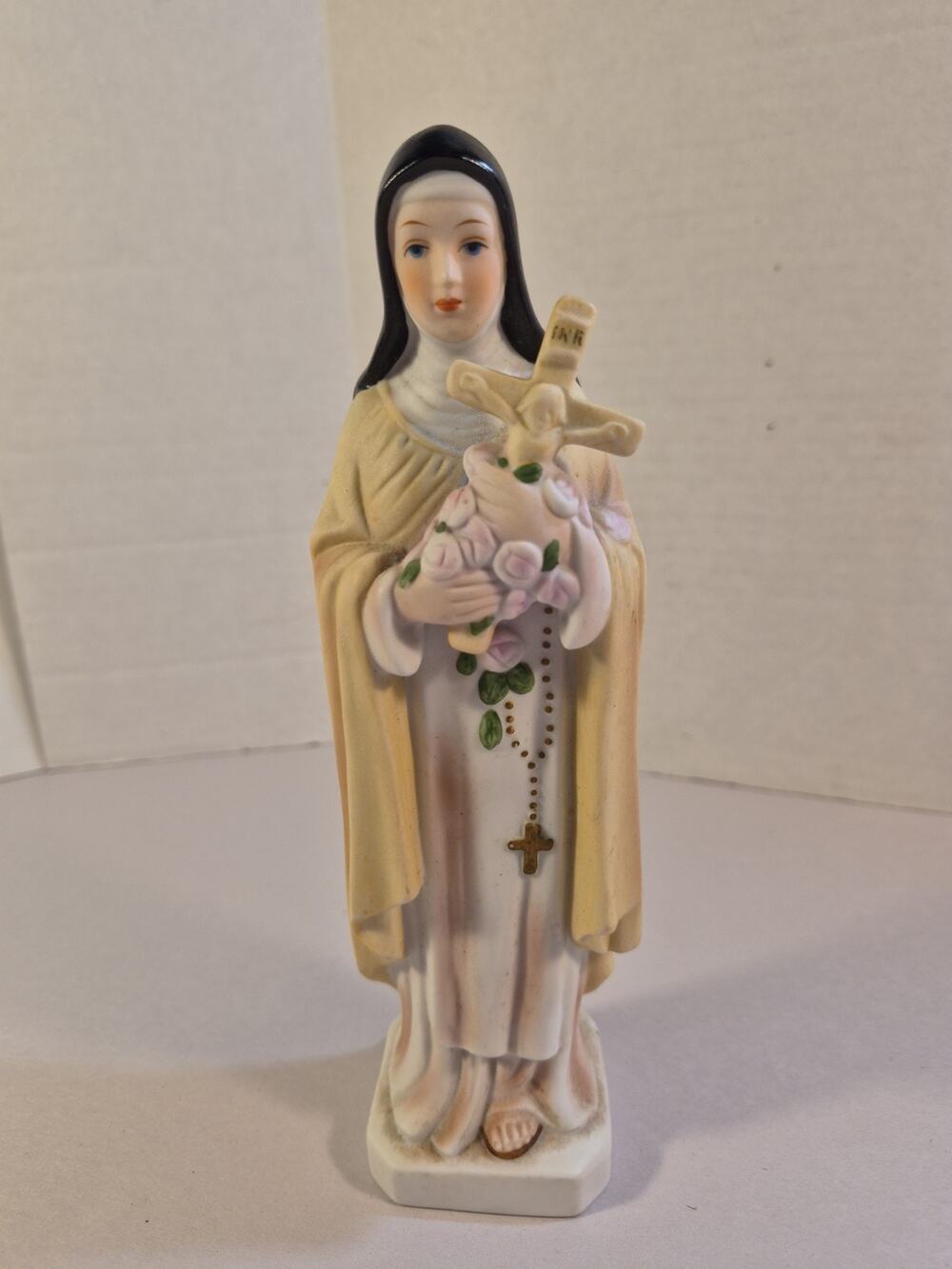 Vintage Saint Therese Lisieux Little Flower of Jesus Ceramic Statue By Roman